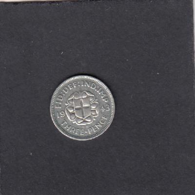 Beschrijving: 3 Pence  GEORGIUS VI